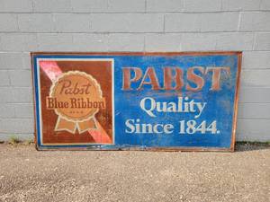 lot 2 image: 1950s PABST Blue Ribbon Beer Steel Embossed Sign - Almost 8 Long - NO SHIPPING