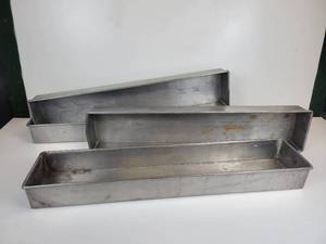 lot 96 image: Lot of (4) Narrow Vintage Rolled Edge Steel Pans - NO SHIPPING