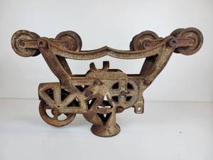 lot 48 image: Antique ADVANCE Cast Iron Hay Trolley - NO SHIPPING