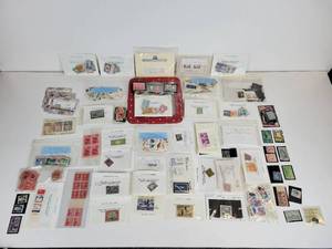 lot 105 image: Stamp Collection in Square Tin with A.D. 26-36 Pontius Pilate Prutah Barley, Very Good - See Pictures for Details