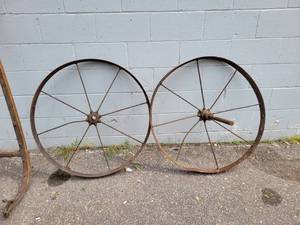 lot 125 image: Set of Antique Steel Wheels - NO SHIPPING