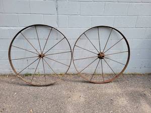 lot 126 image: Set of Antique Steel Wheels - NO SHIPPING