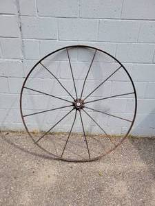 lot 129 image: Antique Steel Wagon wheel - NO SHIPPING