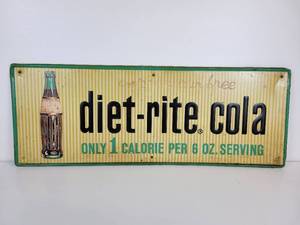 lot 145 image: 1961 Diet-Rite Cola Embossed Tin Sign
