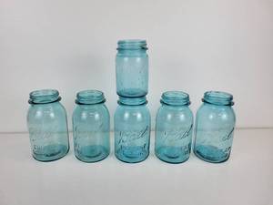 lot 203 image: Lot of (6) Ball Mason Jars - ca. 1923-1933