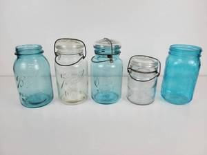 lot 204 image: Lot of Mason Jars and Wire Bail Canning Jars - Ball, Quick Seal, Security Seal, and Syndicate Home & Garden