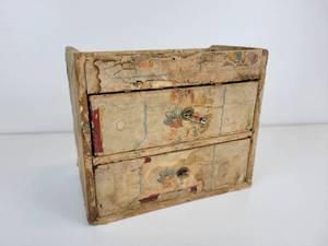 lot 207 image: Folk Art Two-Drawer Caddy with Handle