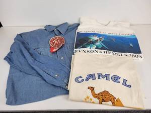 lot 208 image: Lot of Cigarette Apparel - Camel, Marlboro, and Benson & Hedges 100s