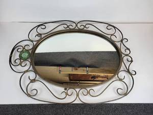 lot 218 image: Hanging Wall Mirror with Glass Medallion Accent