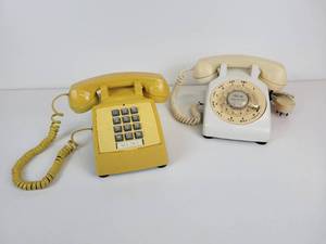 lot 221 image: Pair of Vintage Phones - Rotary Dial and Touch-Tone