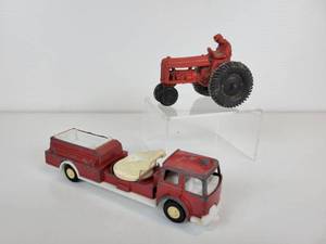 lot 228 image: Vintage Red Auburn Tractor and Tootsie Toys Fire Truck