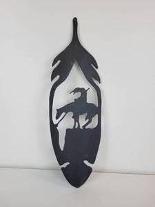 lot 248 image: End of the Trail Silhouette in Feather - Made by Arnie Lillos Creations