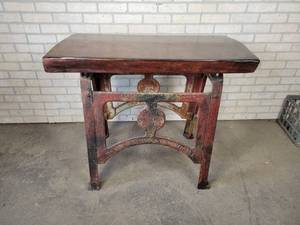 lot 37 image: Homemade Accent Table - Live Edge Wood Top and Steel Base from Lynn-Superior Company - Cincinnati, OH