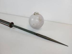 lot 262 image: 54 Copper Lightning Rod with Stand and White Globe - NO SHIPPING