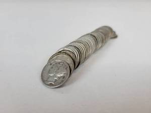 lot 17 image: Lot of (50) Mercury Dimes - 90% Silver