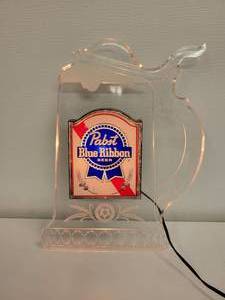 lot 27 image: Pabst Blue Ribbon Beer Hanging Wall Light - WORKS
