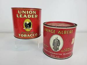 lot 423 image: Pair of Vintage Tobacco Cans - Union Leader and Prince Albert