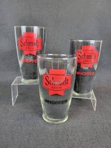 lot 428 image: Lot of (3) Schmidt Whopper Beer Glasses - Fish, Pheasant, and Deer Imprints