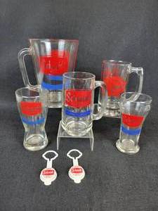 lot 436 image: Lot of Schmidt Beer Glasses, Small Pitcher, and More