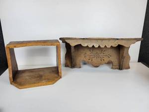 lot 443 image: Pair of Vintage Wood Shelves - NO SHIPPING