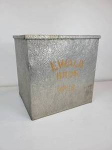 lot 445 image: Vintage Home Delivery Milk Cooler - Ewald Bros. Mpls.