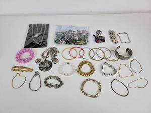 lot 502 image: Lot of Costume Jewelry - Necklaces & Bracelets - Sterling Silver, Too