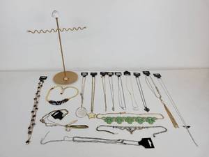 lot 508 image: Lot of Costume Jewelry - Necklaces, Including Sterling Silver Pendant
