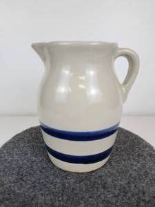 lot 530 image: RRP Co. Roseville, Ohio Pottery Blue Striped Pitcher