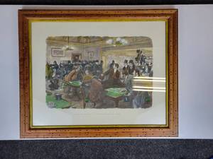 lot 536 image: Vintage A Police Raid on a West-End Betting Club Watercolor & Pen Illustration - NO SHIPPING