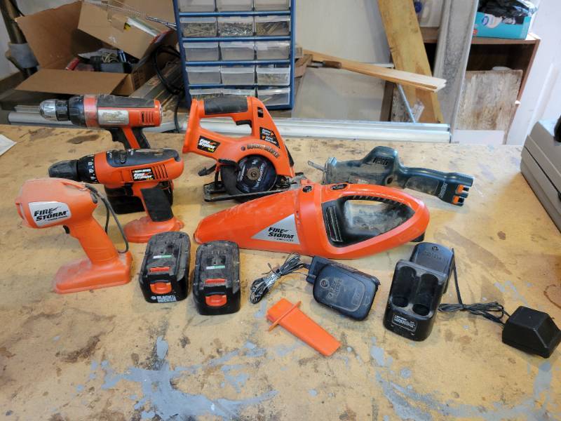 Lot of tools; Black and Decker FireStorm drill