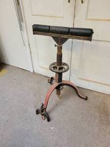 lot 24 image: Antique Cast Iron Material Roller - Adjustable Table Company Grand Rapids, MI - NO SHIPPING