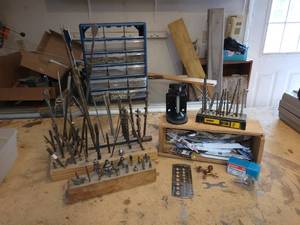 lot 47 image: Large Lot of Router Bits, Drill Bits, Sawzall Blades and More