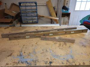 lot 61 image: (3) Vintage Wood Levels - (2) 48 and (1) 18 - NO SHIPPING