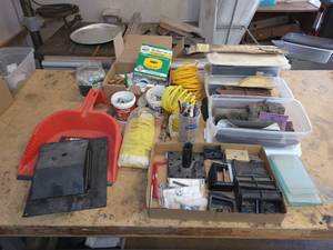 lot 82 image: Sandpaper, Dust Pan, Hardware and More - NO SHIPPING