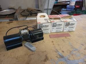 lot 97 image: Fireplace Blower (Part No. 7002-1241) and (150) Pieces of  Terra Cotta Fire Brick - NO SHIPPING