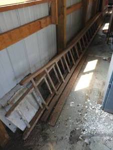 lot 111 image: (2) Long Vintage Wood Ladders - Approx. 20 Long Each - NO SHIPPING