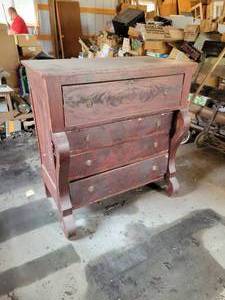 lot 132 image: Antique Wood Chest of Drawers - NO SHIPPING