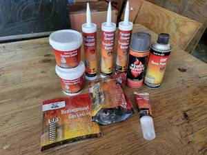 lot 139 image: Fireplace Sealant, Cement, Gasket Rope and More - Most appears New - NO SHIPPING