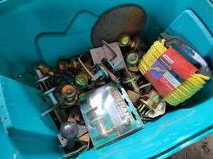 lot 141 image: Tote of Assorted Door Hardware - Some Antique, Some Modern - NO SHIPPING