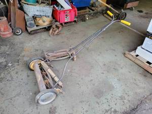 lot 146 image: Vintage Great Lakes Reel Mower and a Lakeside De Luxe Reel Mower (Incomplete) - NO SHIPPING