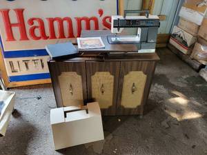 lot 207 image: Husqvarna Sewing Machine - PRISMA 940 with Instruction Book, Sewing Cabinet, Cover, and Foot Pedal - NO SHIPPING