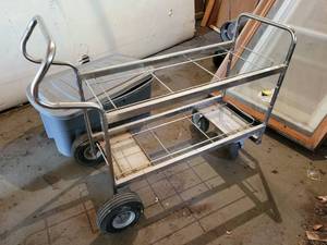 lot 237 image: Steel Rolling Cart with Pneumatic Wheels - NO SHIPPING