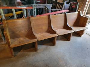 lot 248 image: Solid Wood Church Pew - 8 long x 22-12 deep x 34 tall - NO SHIPPING