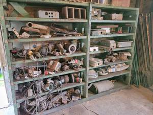 lot 249 image: Large Wood Shelf with Contents - NO SHIPPING
