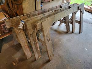 lot 264 image: (3) Wood 72 x 32 Sawhorses - NO SHIPPING