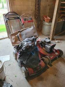 lot 282 image: (2) TORO Lawn Mowers - 1 is disassembled - Other Pulls Over - NO SHIPPING