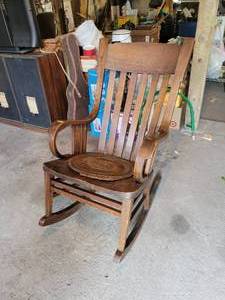 lot 285 image: Antique Wood Rocking Chair - NO SHIPPING