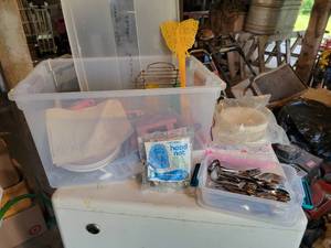 lot 304 image: Tub Full of Assorted Camping Supplies - NO SHIPPING