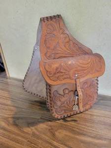 lot 321 image: Hand-Tooled Leather Saddlebag