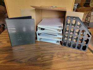 lot 343 image: (9) 3-Ring Binders and Paper Holder - NO SHIPPING